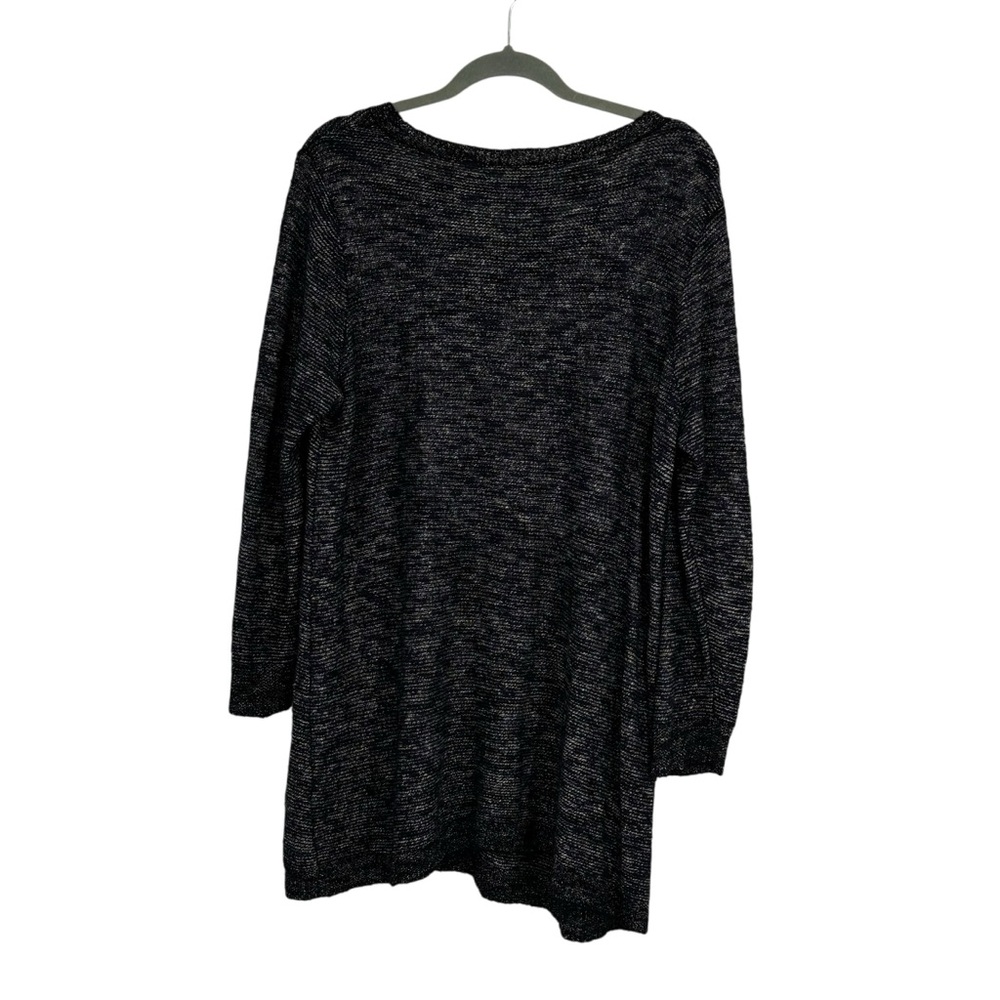 Women’s Eileen Fisher Size 1X Blue/White Linen/Viscose/Nylon Tunic LL Sweater - Picture 9 of 11
